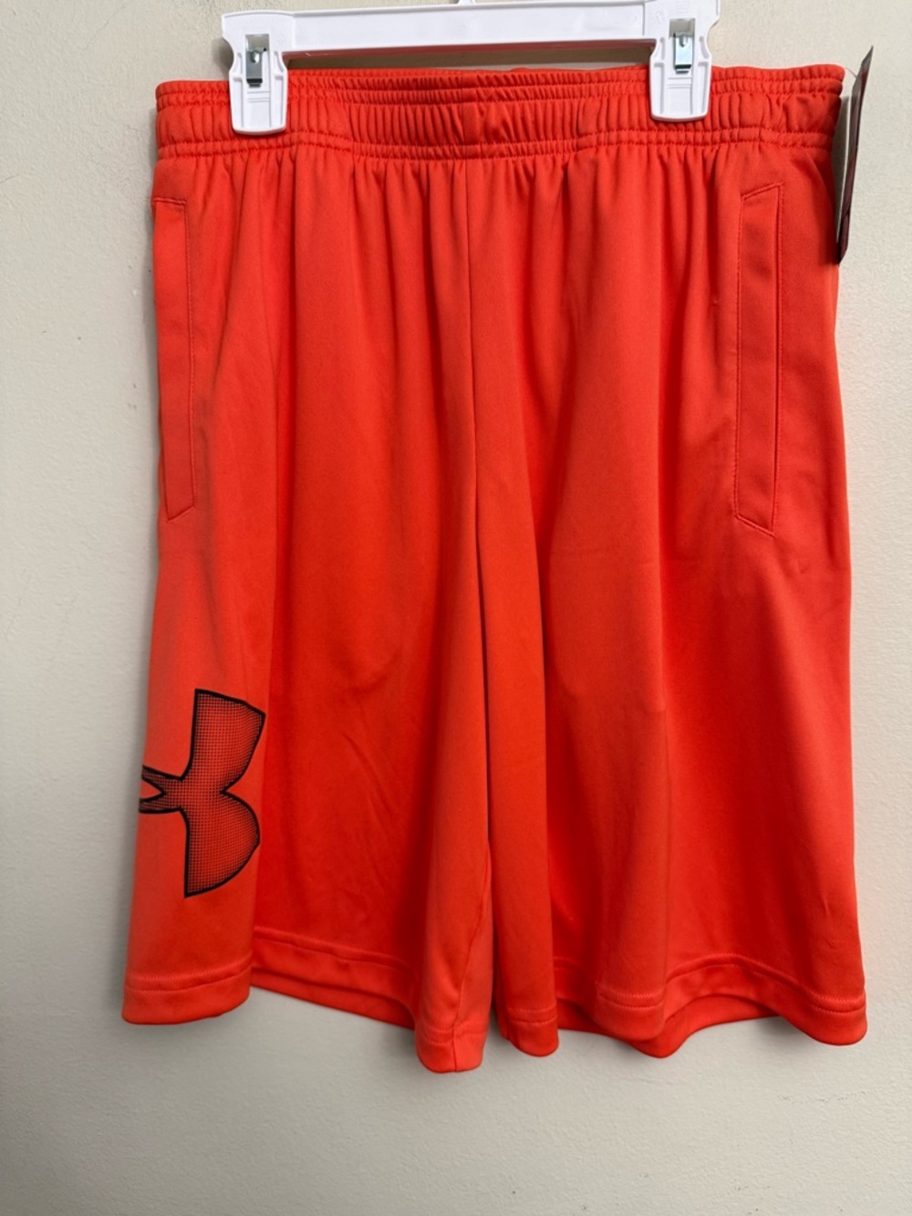 Under Armour Men’s Bright Orange Athletic Shorts with Black Logo